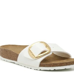 Madrid Birko-Flor White Slide Sandals - worn once!